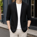 Men's Lightweight Blazer with Notched Lapels and Long Sleeves
