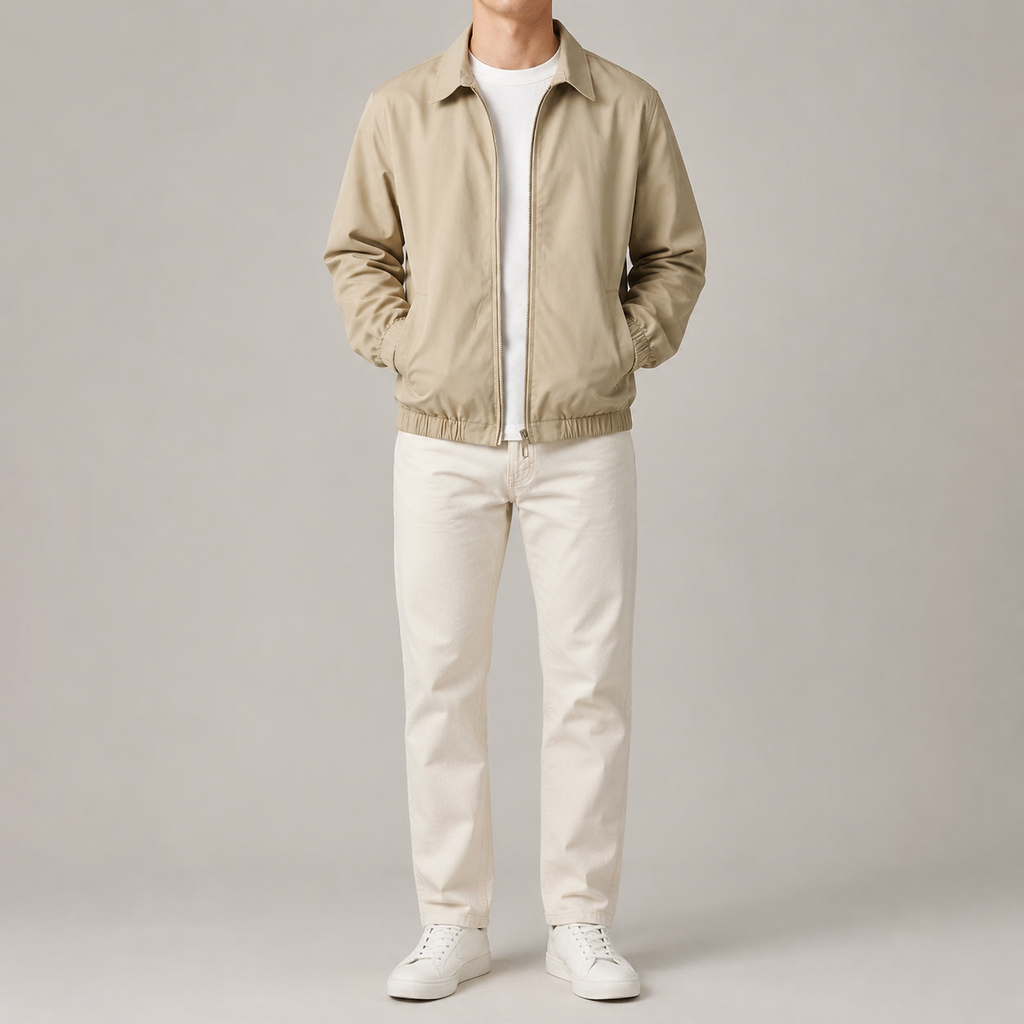 Men's Lightweight Zip-Up Jacket with Elastic Hem