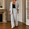 Women's Two-Piece Blazer and Wide Leg Pants Set