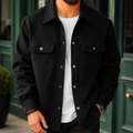 Men's Brushed Shirt Jacket with Snap Front