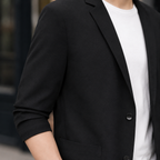 Men's Lightweight Blazer with Notched Lapels and Long Sleeves