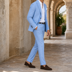Men's Linen Blend Two-Piece Suit with Tailored Blazer