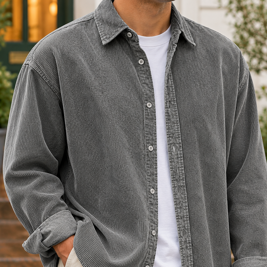 Men's Corduroy Overshirt with Relaxed Fit