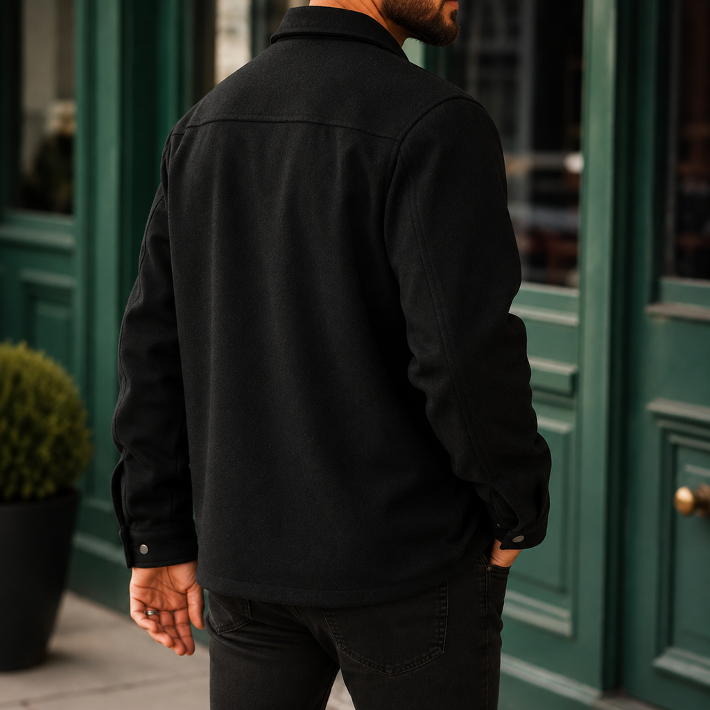 Men's Brushed Shirt Jacket with Snap Front