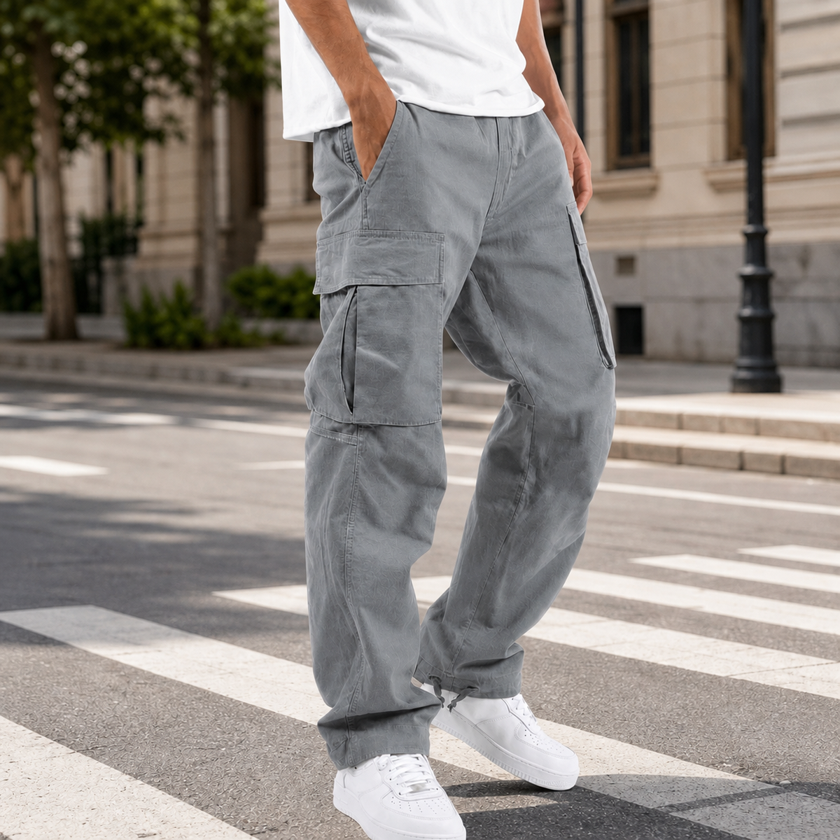 Men's Relaxed Cargo Pants with Drawcord Cuffs