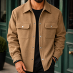 Men's Brushed Shirt Jacket with Snap Front