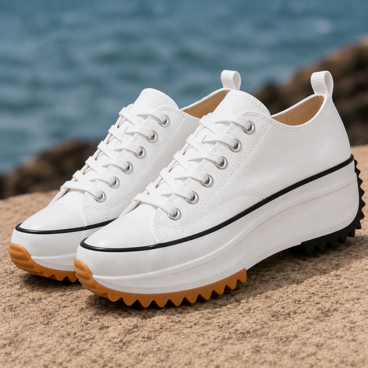 Men's Chunky Platform Sneakers with Lace-Up Closure