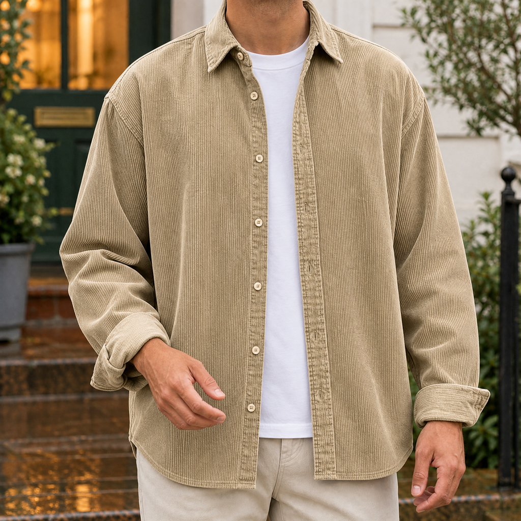 Men's Corduroy Overshirt with Relaxed Fit