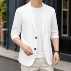 Men's Lightweight Blazer with Notched Lapels and Long Sleeves