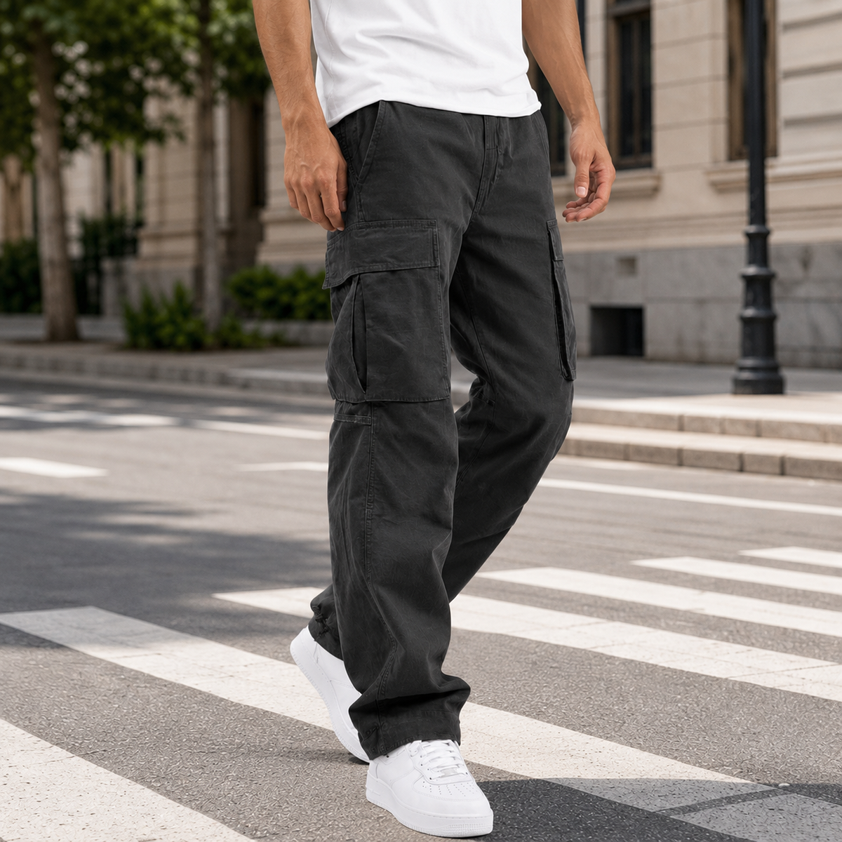 Men's Relaxed Cargo Pants with Drawcord Cuffs
