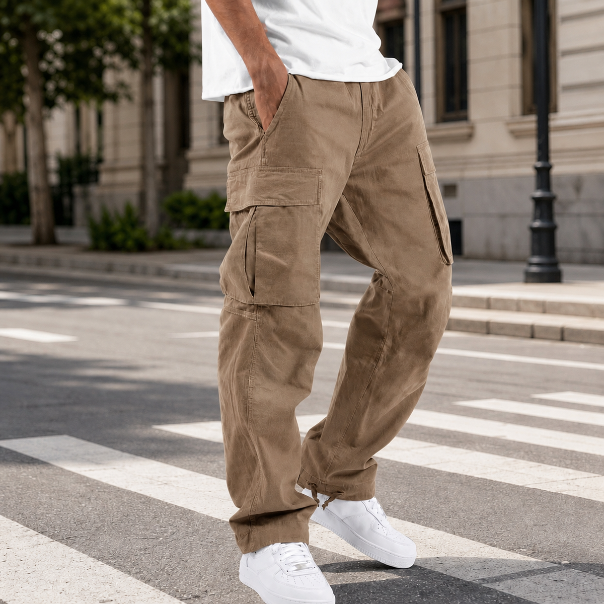 Men's Relaxed Cargo Pants with Drawcord Cuffs