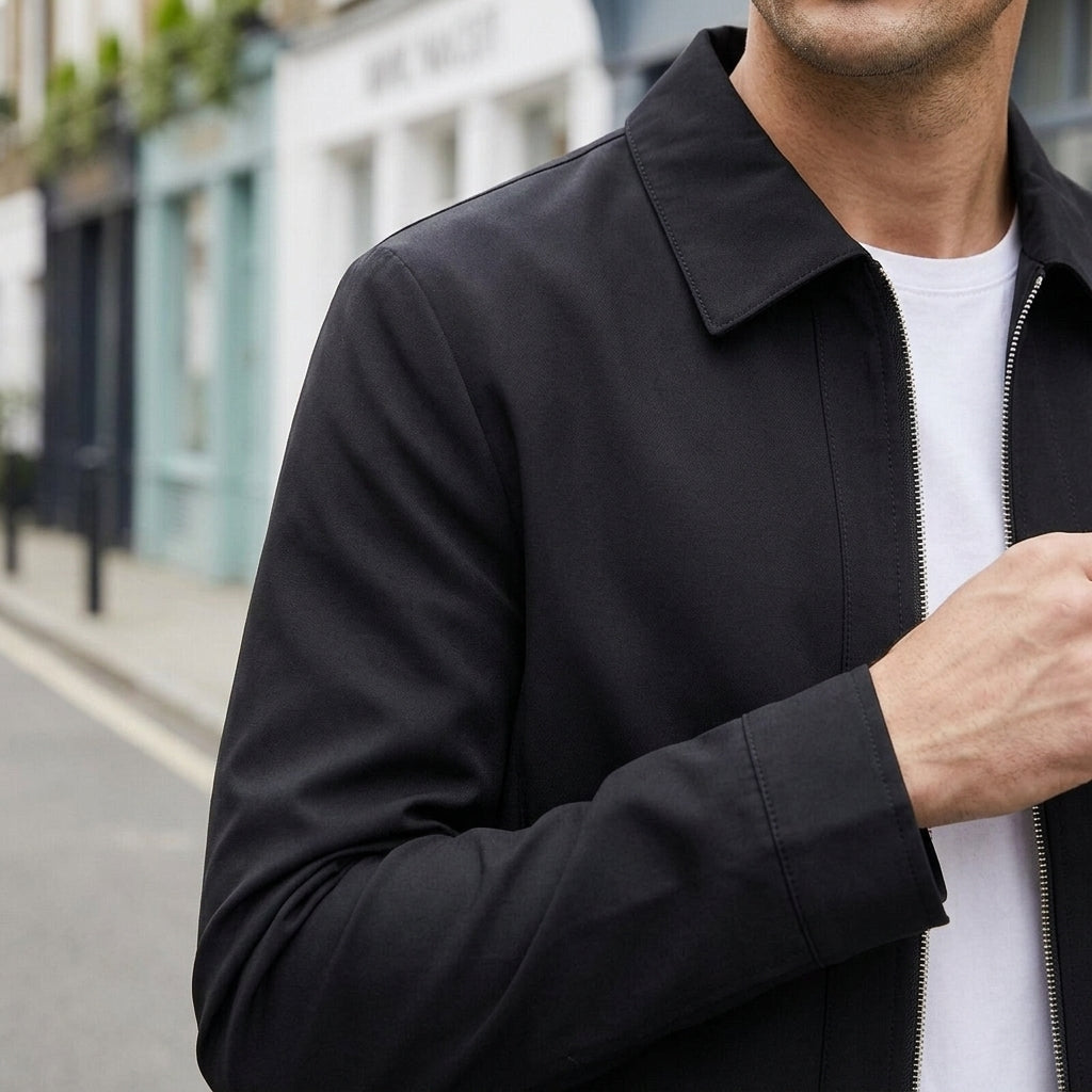 Men's Lightweight Zip-Up Jacket with Shirt Collar