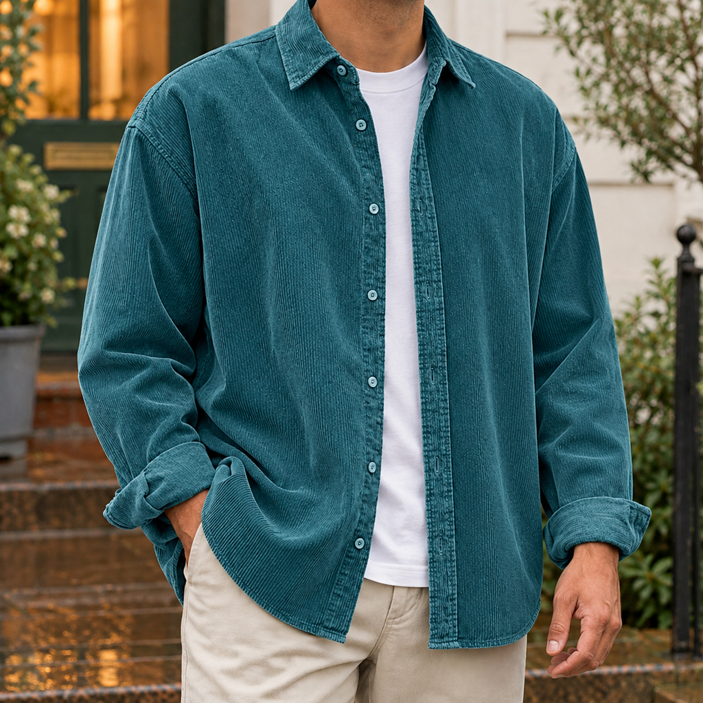 Men's Corduroy Overshirt with Relaxed Fit