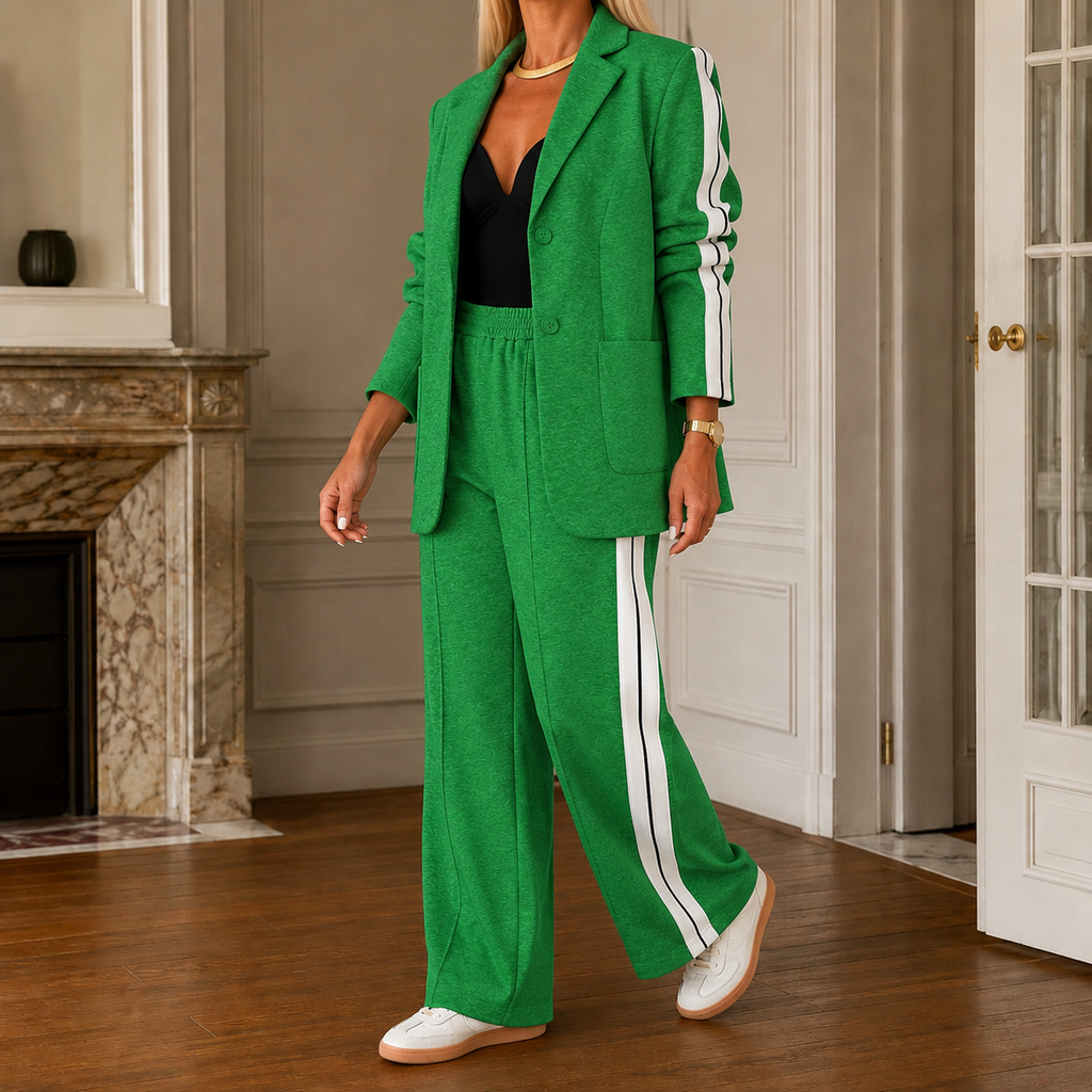 Women's Two-Piece Blazer and Wide Leg Pants Set