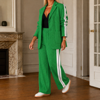 Women's Two-Piece Blazer and Wide Leg Pants Set