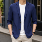 Men's Lightweight Blazer with Notched Lapels and Long Sleeves
