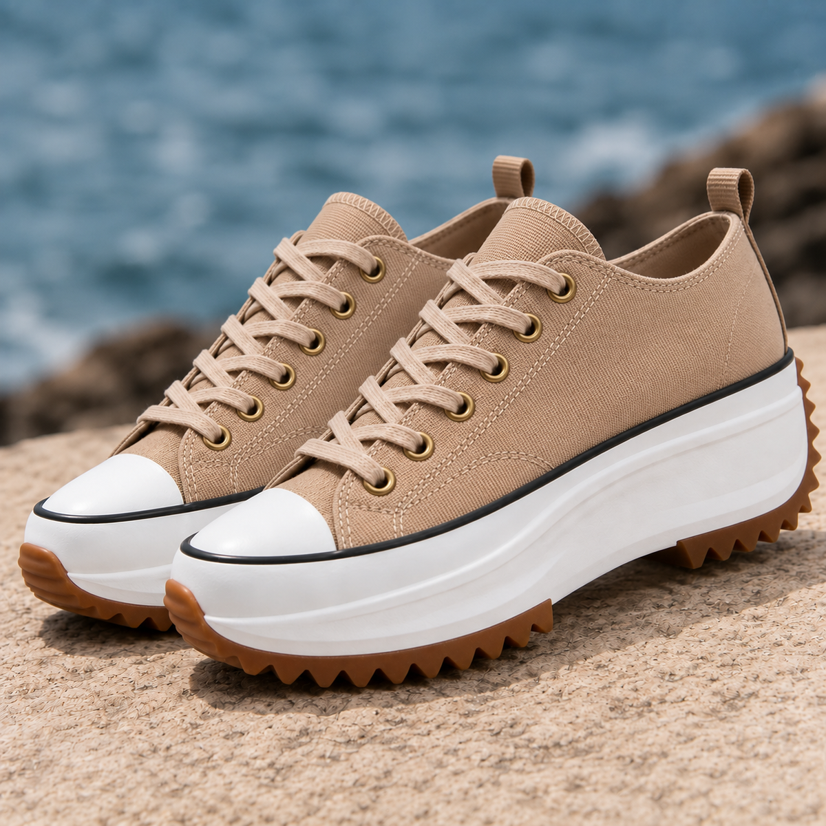 Men's Chunky Platform Sneakers with Lace-Up Closure