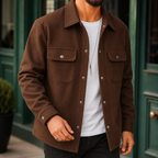 Men's Brushed Shirt Jacket with Snap Front