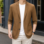 Men's Lightweight Blazer with Notched Lapels and Long Sleeves