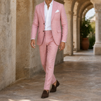 Men's Linen Blend Two-Piece Suit with Tailored Blazer