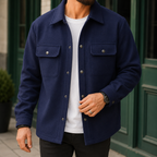 Men's Brushed Shirt Jacket with Snap Front