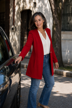 Women's V-Neck Single-Button A-Line Blazer