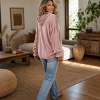 Women's Velvet Hoodie with Ruffle Cuffs