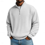 Men's Ribbed Quarter-Zip Pullover with Stand Collar