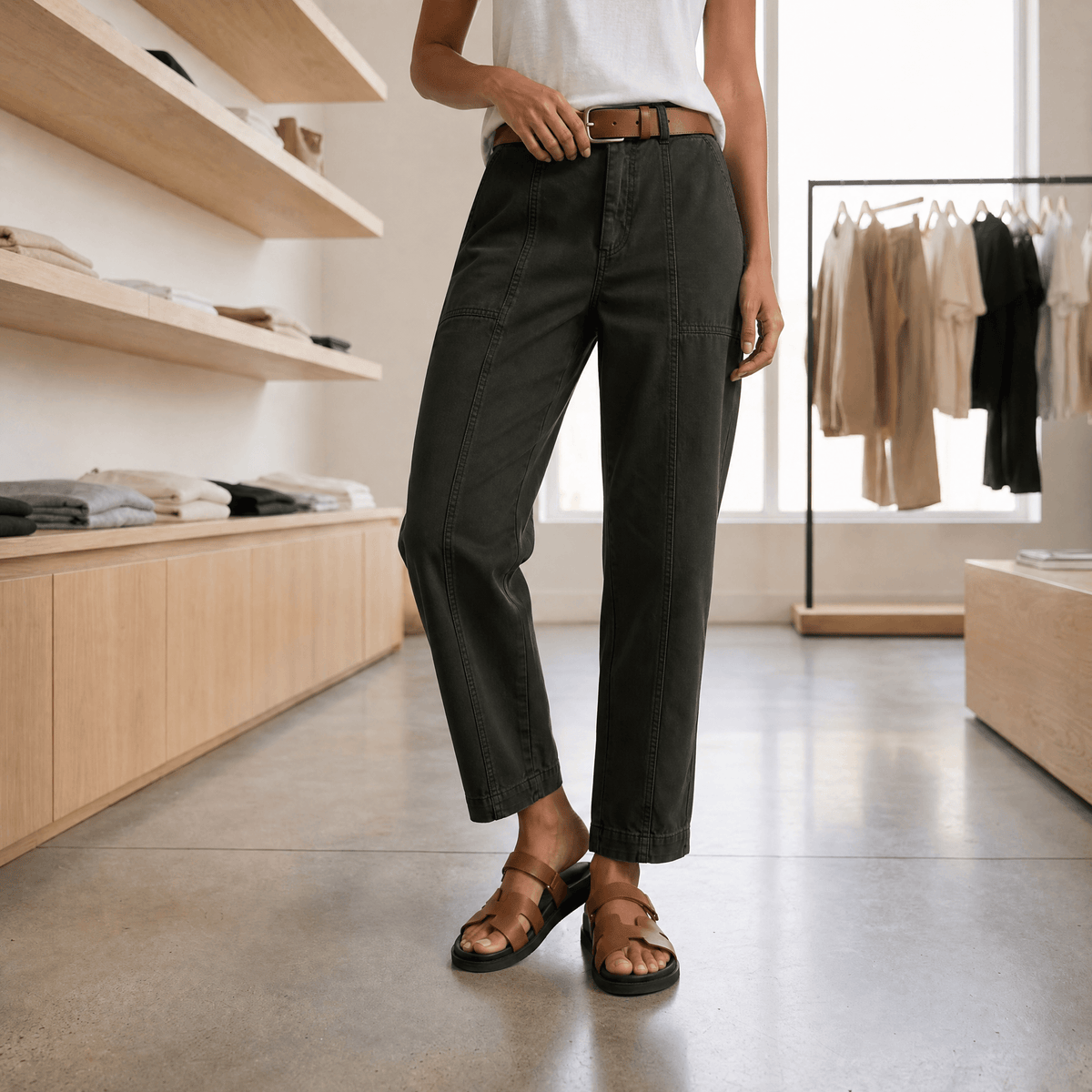Women's High-Waisted Tapered Utility Pants