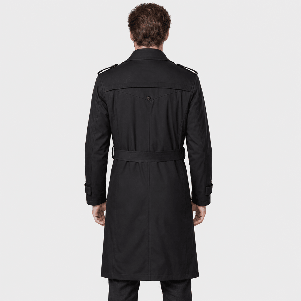 Mayfair – Double-Breasted Dual-Collar Trench Overcoat (Black) - MattiaCremasco