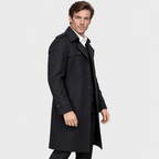 Mayfair – Double-Breasted Dual-Collar Trench Overcoat (Navy Blue) - MattiaCremasco