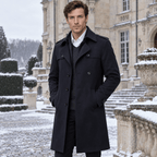 Mayfair – Double-Breasted Dual-Collar Trench Overcoat (Navy Blue) - MattiaCremasco
