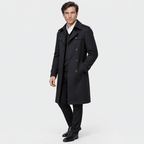 Mayfair – Double-Breasted Dual-Collar Trench Overcoat (Navy Blue) - MattiaCremasco