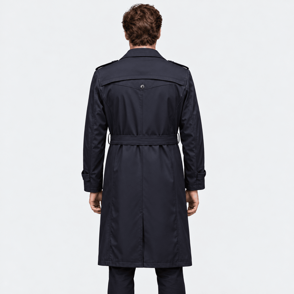 Mayfair – Double-Breasted Dual-Collar Trench Overcoat (Navy Blue) - MattiaCremasco