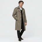 Mayfair – Double-Breasted Dual-Collar Trench Overcoat (Taupe Khaki) - MattiaCremasco
