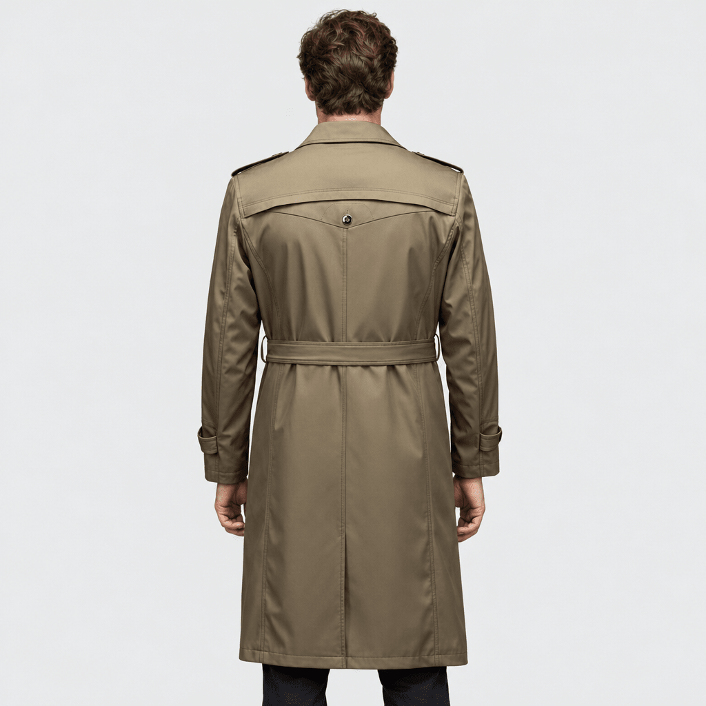 Mayfair – Double-Breasted Dual-Collar Trench Overcoat (Taupe Khaki) - MattiaCremasco