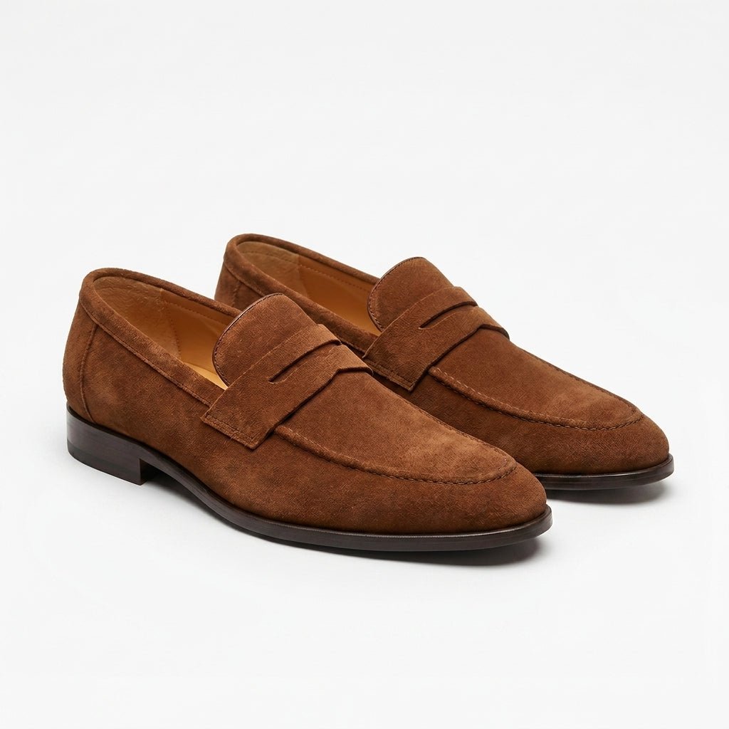 Men's Faux Suede Penny Loafers with Cushioned Footbed - Mattia Cremasco