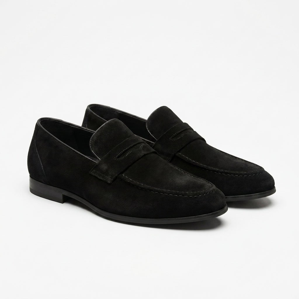 Men's Faux Suede Penny Loafers with Cushioned Footbed - Mattia Cremasco