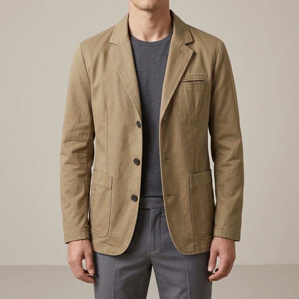 Men's Heavyweight Cotton Blazer with Notched Lapels - Mattia Cremasco