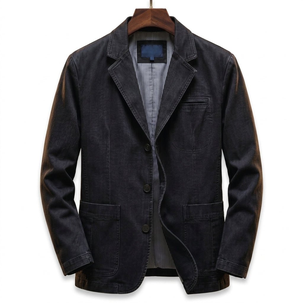 Men's Heavyweight Cotton Blazer with Notched Lapels - Mattia Cremasco