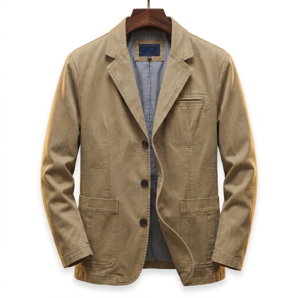 Men's Heavyweight Cotton Blazer with Notched Lapels - Mattia Cremasco