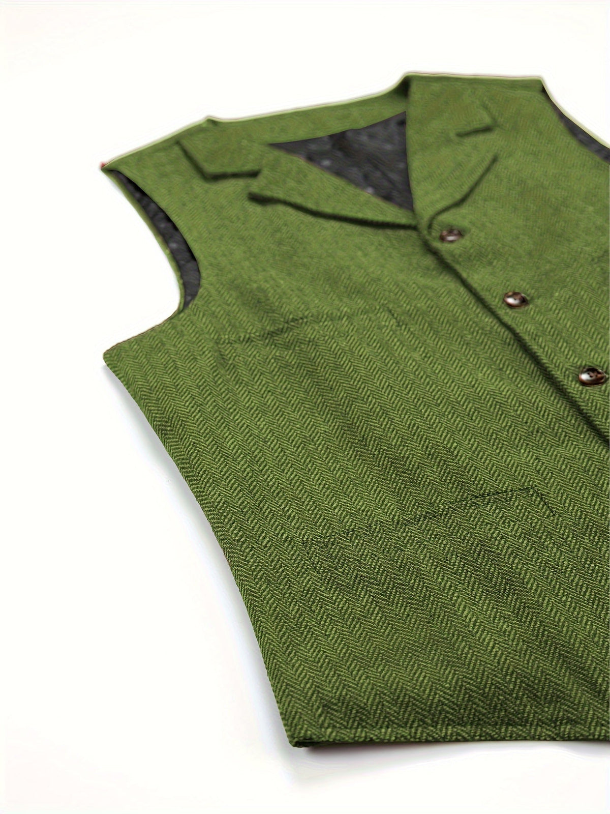 Men's Herringbone Button-Front Suit Vest - Mattia Cremasco