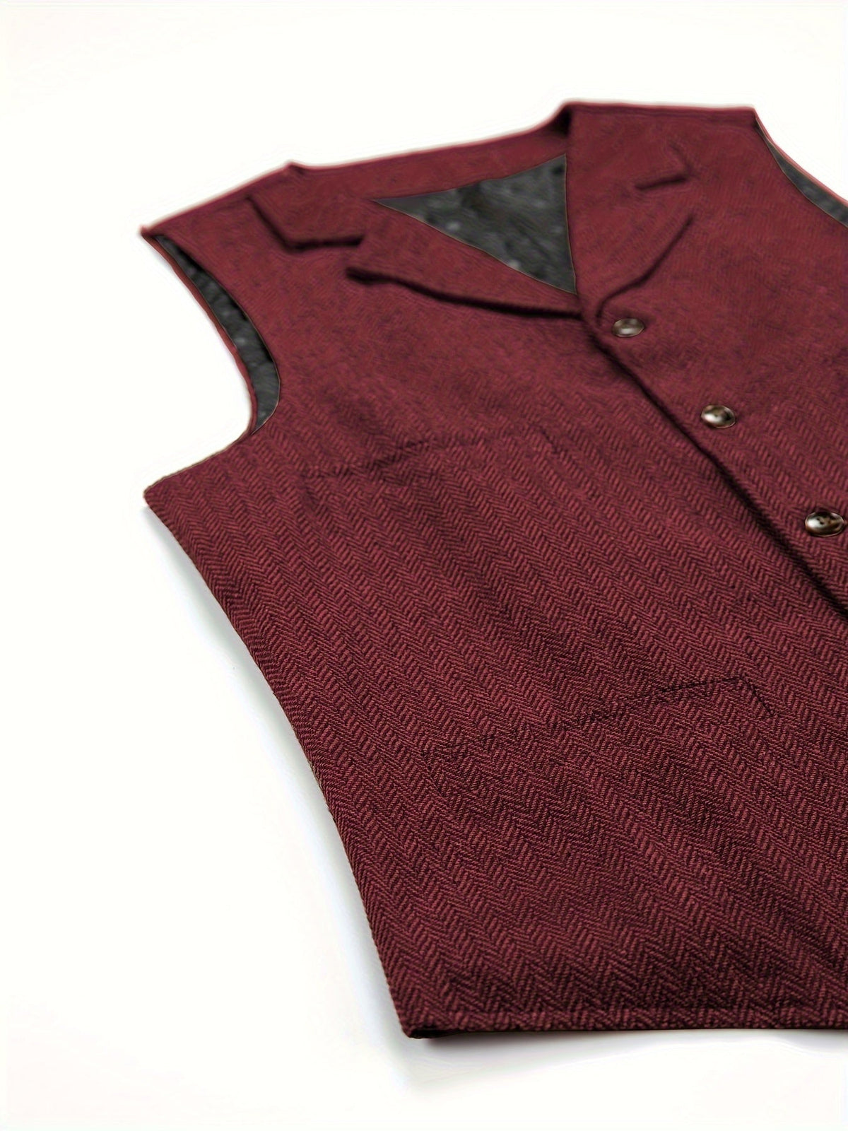 Men's Herringbone Button-Front Suit Vest - Mattia Cremasco
