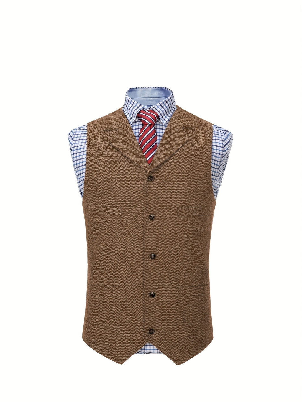 Men's Herringbone Button-Front Suit Vest - Mattia Cremasco