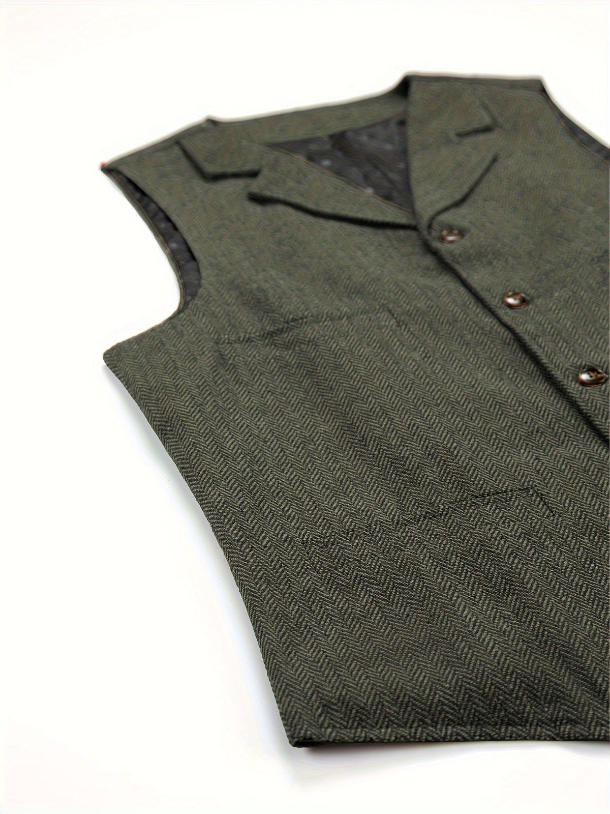 Men's Herringbone Button-Front Suit Vest - Mattia Cremasco