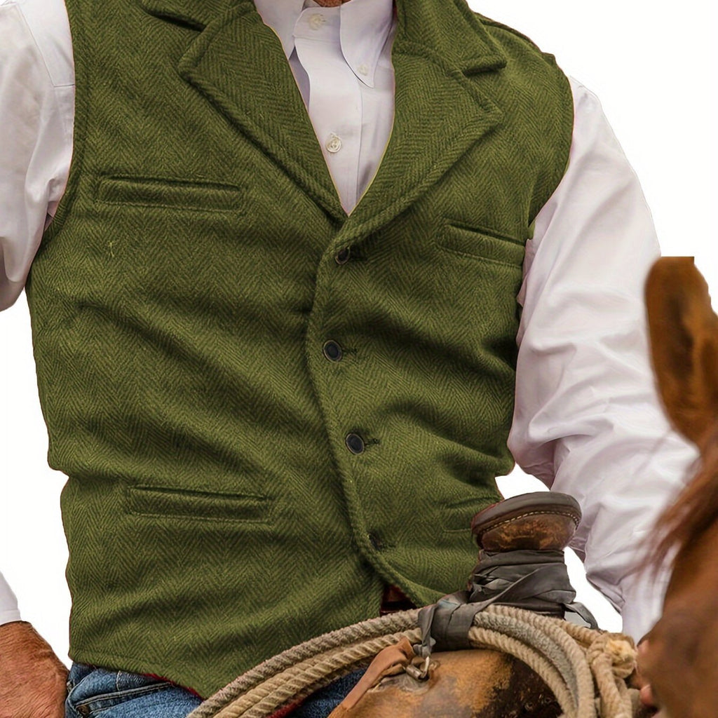 Men's Herringbone Button-Front Suit Vest - Mattia Cremasco