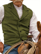 Men's Herringbone Button-Front Suit Vest - Mattia Cremasco