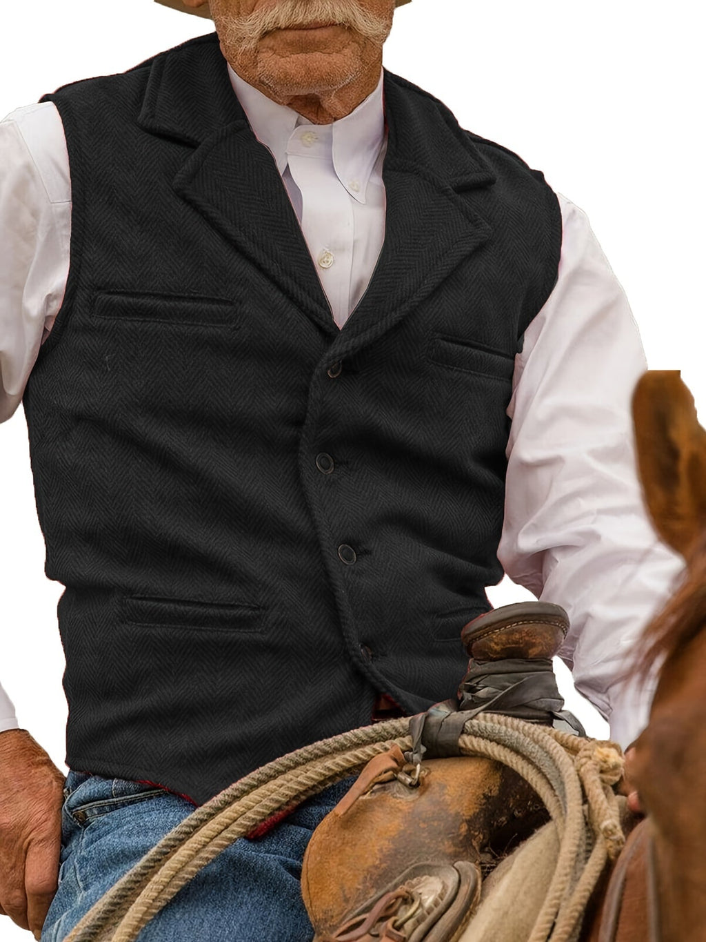 Men's Herringbone Button-Front Suit Vest - Mattia Cremasco