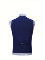 Men's Herringbone Button-Front Suit Vest - Mattia Cremasco