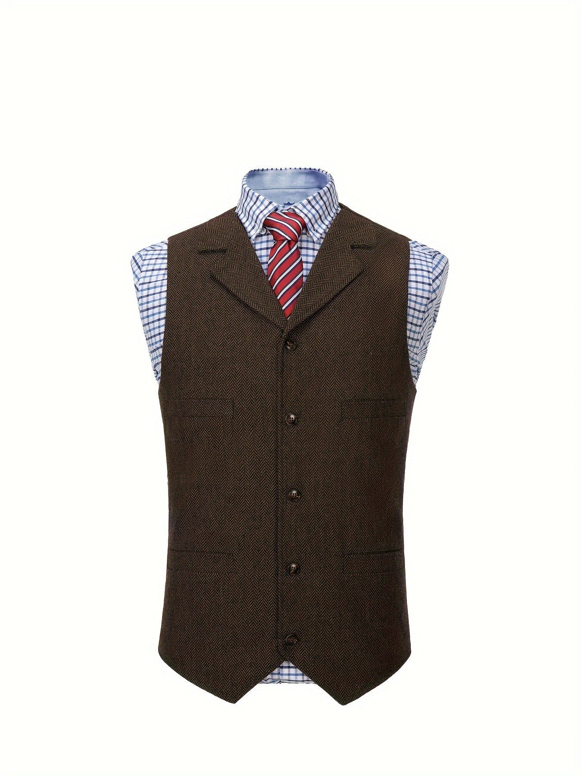 Men's Herringbone Button-Front Suit Vest - Mattia Cremasco